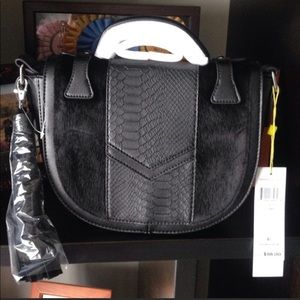 NEW! BLACK MOHAIR/FAUX LEATHER PURSE!